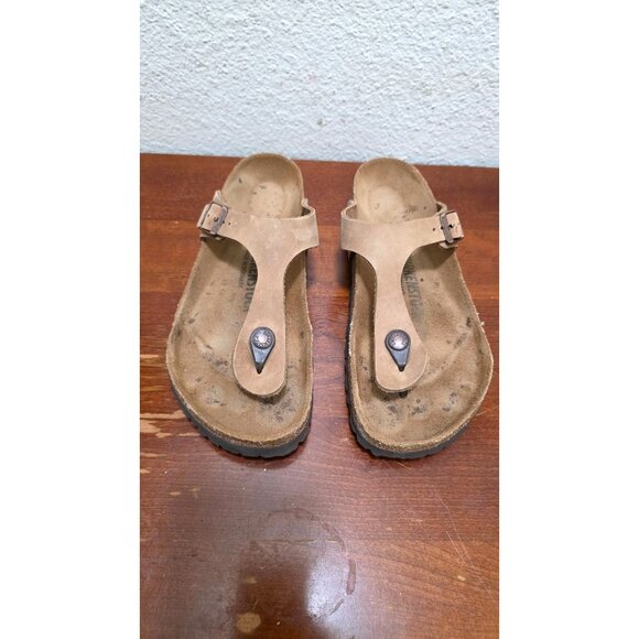 Birkenstock Women's Tan Suede Gizeh Thong Sandals Adjustable Strap Size 38 - Picture 2 of 7